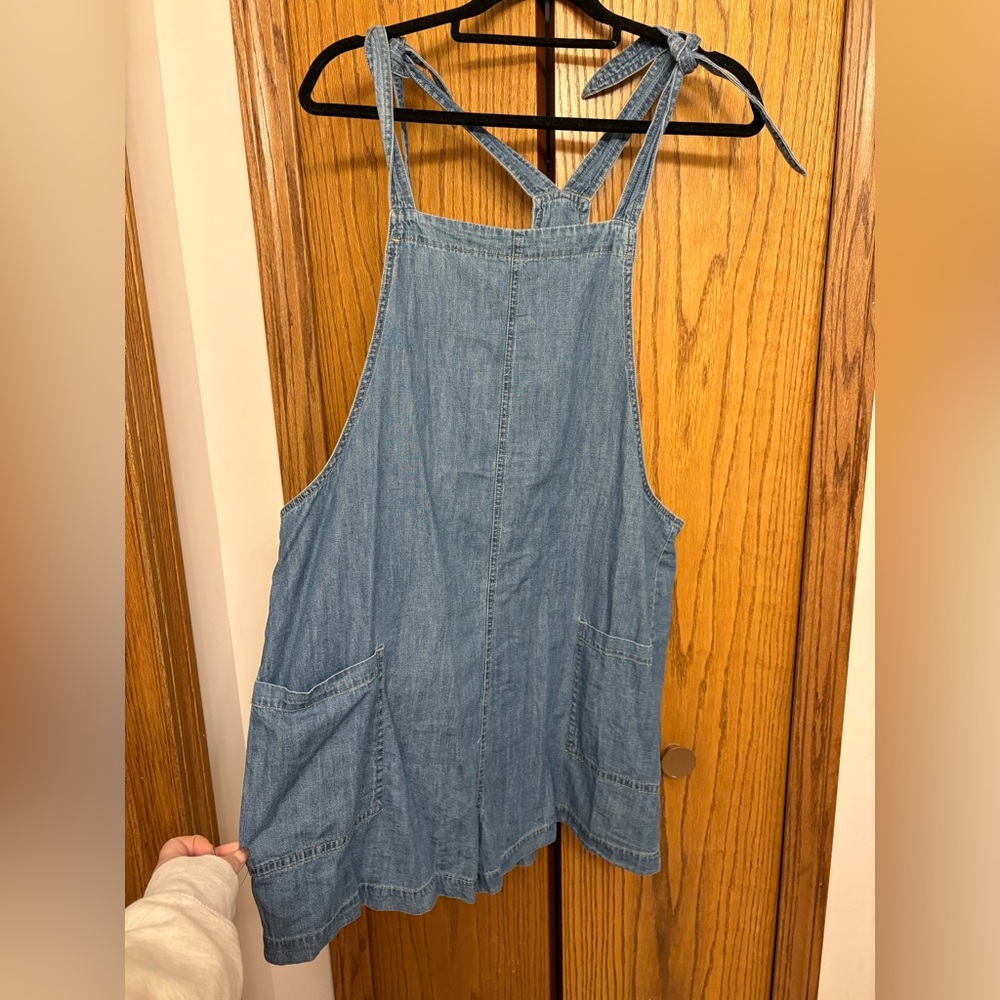 Denim Tie Shoulder Overalls